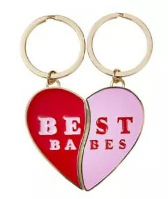 FRIENDSHIP GIFT Best Friends Keyrings 2 Piece Halves Half Heart Best Babe Bestie • £3.99