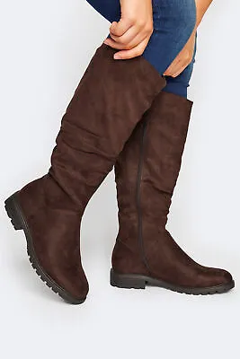 Yours Clothing Ruched Cleated Boots In Wide E Fit & Extra Wide EEE Fit • £54.99