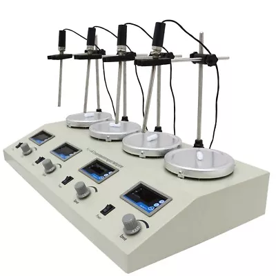 110V Magnetic Stirrer 4 Heads Lab Multi Unit Digital Thermostatic Magnetic Mixer • $299