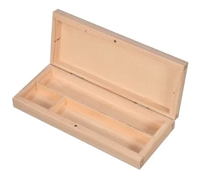 £9.99 • Buy Unpainted Wooden Pencil Case Box Desktop Stationery Organiser Decoupage /P03