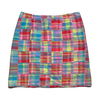 Murray's Toggery Shop Nantucket Madras Patchwork Skirt Preppy Size 14 • $17.49