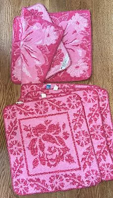 Set 6 Vintage Pink Sculpted Wash Cloths Floral Fashion Manor NOS • $24.99
