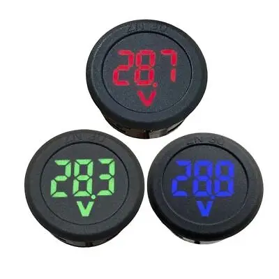 Round Two Wire Car Voltmeter DC 4-100V LED Digital Display Voltage Current Meter • £1.98