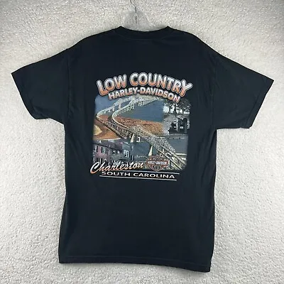 $32 • Buy Vintage 2003 Harley Davidson Black T-Shirt Low Country Charleston SC USA Made M