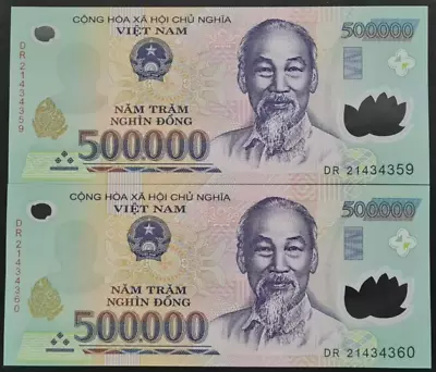 2x 500000 DONG VND =1 MILLION VIETNAM DONG VIETNAM BANKNOTE CURRENCY UNC • $57.99