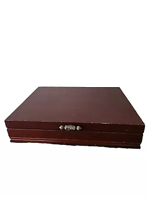 Traditional Cherry ?Wooden Flatware Storage Chest With Brass Accent Holds A... • $16