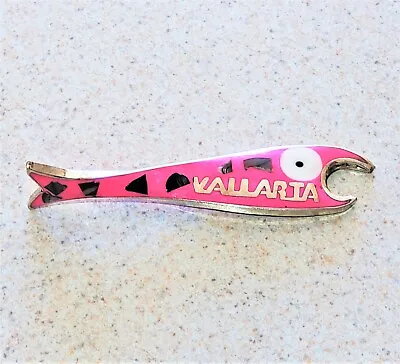 Vintage Bottle Opener Vallarta Souvenir Pink Fish Abalone Shell  Silver Tone • $32