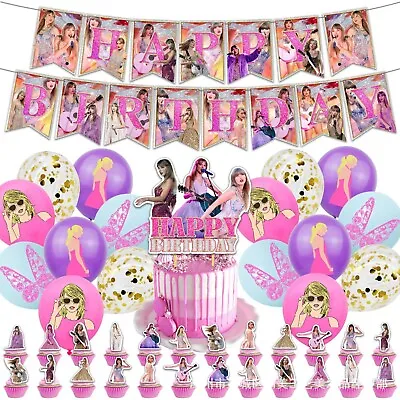 TAYLOR SWIFT-Birthday Party Decoration Banner Cake/Cupcake Toppers Balloons Flag • $19.49