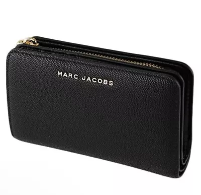 Marc Jacobs Women's Black Saffiano Gold Tone Hardware Bifold Wallet M0016990 • $129.98