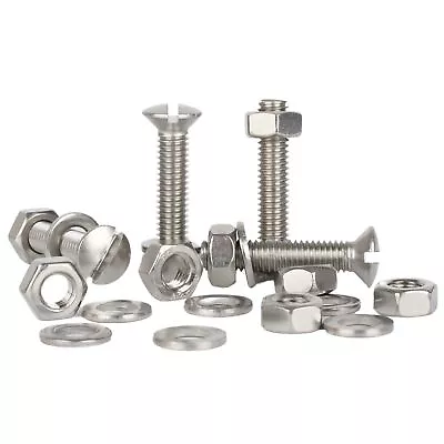 £4.60 • Buy M2 M2.5 M3 Slotted Raised Countersunk Machine Screws With Nuts Washers St Steel