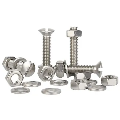 M2 M2.5 M3 Slotted Raised Countersunk Machine Screws With Nuts Washers St Steel • £33.03