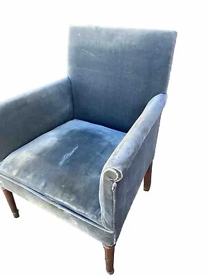 Vintage Blue Velvet Arm Chair Mid Century Modern Desk Library Chair Quality • $195