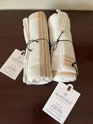 Hearth & Hand With Magnolia Set 2 Plaid Flour Sack Kitchen Towel Cream Yellow • $28