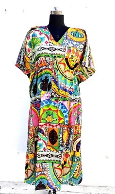 $39.67 • Buy Indian Cotton Multi Vegetable Sleepwear Night Suit Bridal Kaftan Night Maxi Gown