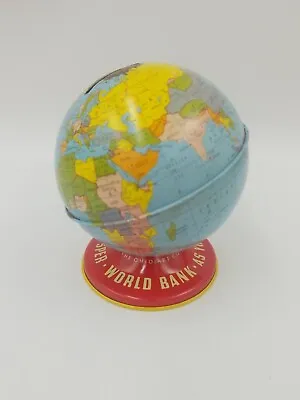 Vintage Tin Toy Coin Bank Globe World Bank 1950's The Ohio Art Co. Made In USA • $14.50