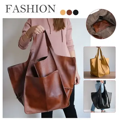 £21.80 • Buy Retro Women Large Capacity Soft Leather Casual Tote Shoulder Bag Shopper Handbag