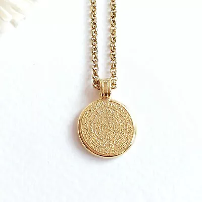 £14.75 • Buy  Greek Coin Pendant In Gold, Phaistos Disc Necklace