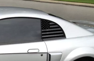 1999-2004 Mustang [99FM_QWFND_M] Quarter Window American Flag Decals Matte Black • $37.99