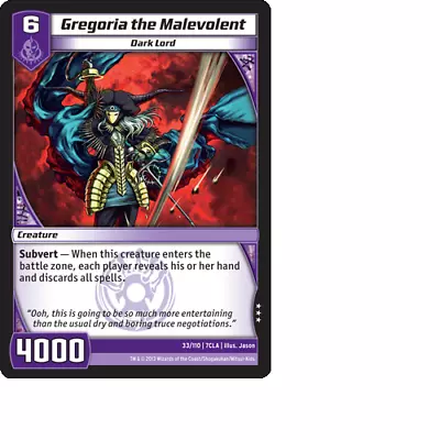 Kaijudo X3 GREGORIA THE MALEVOLENT Rare #33 7CLA (Playset) Clash Of Duel Masters • $1.03