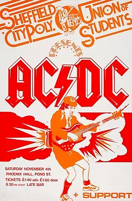 1978 AC/DC Sheffield England Tour 13 X 17 Reproduction Concert Poster • $14.99