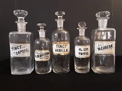 $159.99 • Buy Antique Pharmaceutical Apothecary Bottles Jars Lot Of 5