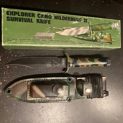 Vintage 70’s  Gutmann Explorer Camo Wilderness II Survival Knife Rambo W/ Box • $99