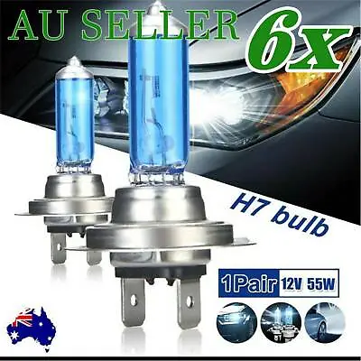 6x H7 Headlight Globes 55W White 6000K Car Lamp Bulbs Halogen Light Lamp Globe • $16.45