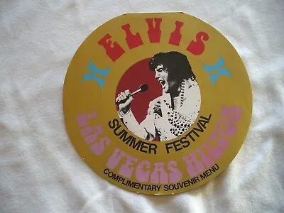 ELVIS PRESLEY SOUVENIR MENU LAS VEGAS HILTON 1975 Summer Festival • $110