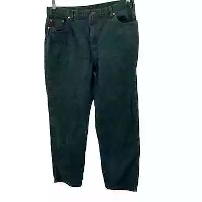 Mustang Vintage Mens Jeans 40X30 Dark Green Denim Straight Leg 100% Cotton • $19