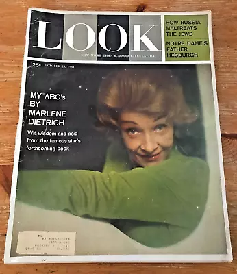 Vintage Look Magazine October 24 1961 Marlene Dietrich Russian Jews • $11.99