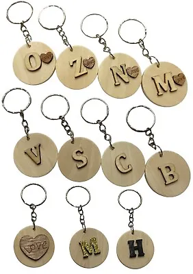 £1.99 • Buy Funky Wooden Vintage Scrabble Style Key Ring Initial Letter Mum Dad Xmas Gift 