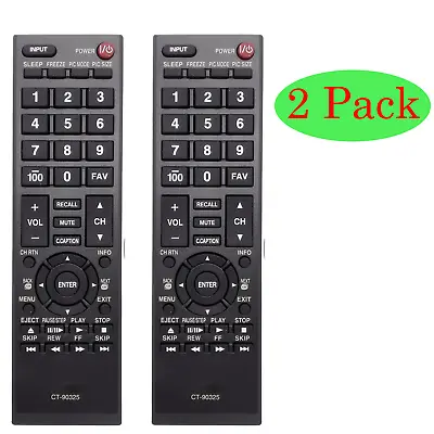 $7.99 • Buy 2 Pack Remote Control CT-90325 For Toshiba TV 50L2200U 37E20 22AV600 32C120U