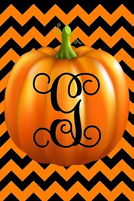 Pumpkin Chevron Monogram G Double Sided 12 X 18 Inch Garden Flag • $12.88