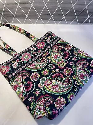 Vera Bradley Petal Paisley Shoulder Tote Handbag Pink Black Floral Retired  • $12.98