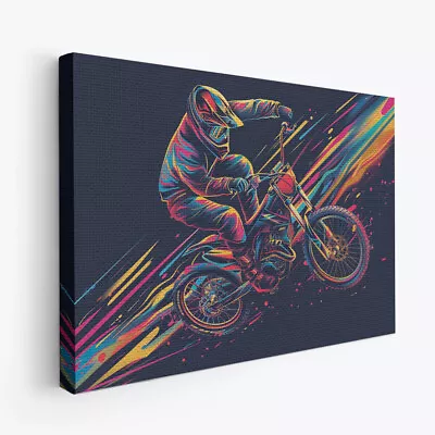 Bicycle Motocross Sport Minimalist 1 Horizontal Canvas Wall Art Prints Pictures • $149.99