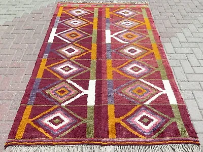 Vintage Turkish Shaggy Carpet Long Hair Rug Wool Carpet Mohair Rug 4.6ft X 7.3ft • $228.65