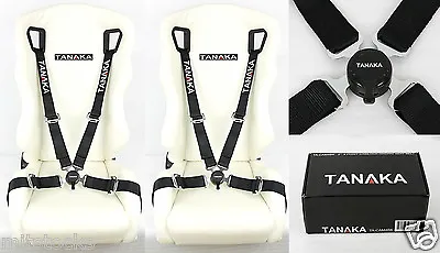 2 Tanaka Black 4 Point Camlock Quick Release Racing Seat Belt Harness Fit Subaru • $98.99