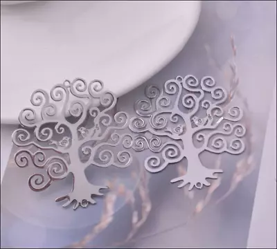 £2.40 • Buy 2 Large  Platinum Plated Filigree Tree Of Life Connector Pendant Approx 43x46cms