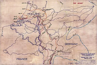 1944 WWII Second Military Railway Service Map Western Europe War History Poster • $37.95