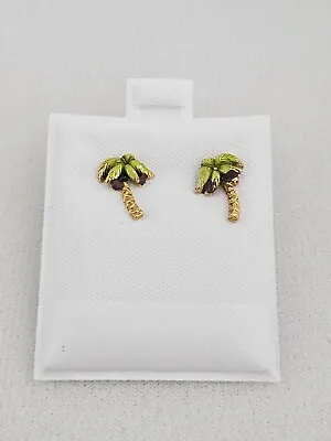 Vintage Estate GOLD And GREEN PALM TREES Stud Earrings • $10