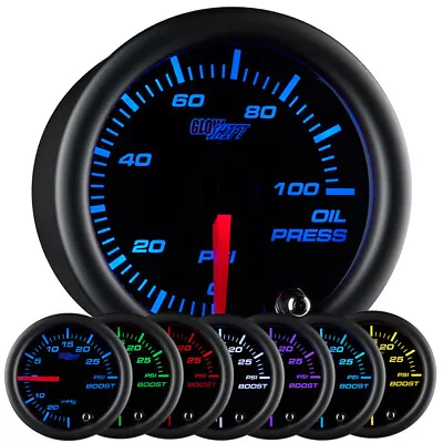 NEW 52mm GlowShift Black 7 Color Electronic Oil Pressure PSI Gauge Meter • $92.99