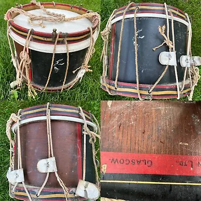 Antique 1800s Scottish Peter Henderson Glasgow LTD Military Wood Drum SIGNED 17  • $250