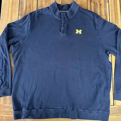 University Of Michigan Wolverines 1/4 Snap Sweater Mens 2XL Pullover Sweatshirt • $19.99