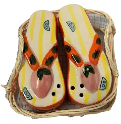 Ocean City Maryland Salt & Pepper Flip Flop Sandal Souvenir With Basket • £9.64