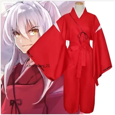 Anime Inuyasha Red Kimono Samurai Uniform Cosplay Costume Outfit Halloween Party • $39.08