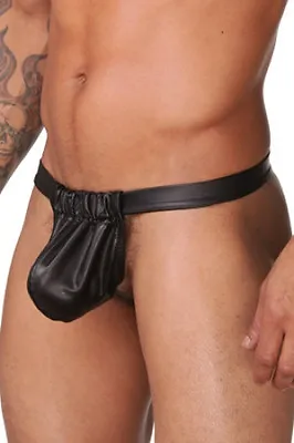 Black Faux Leather Backless Pouch Codpiece • $18.95