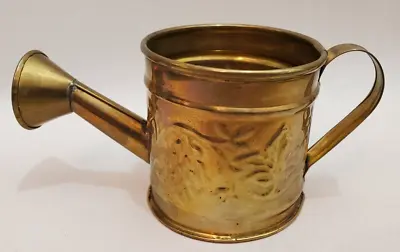 Hosley Watering Can Brass Mini 2.5 X 2.5  X 5.25  Vintage 1990s Botanical Design • $8.49
