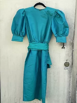 Vintage 80s Thierry Mugler Fete Paris Irredecend  Dress Puff Sleeve • $750