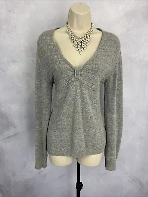 GREAT PLAINS Jumper Angora Rabbit Wool Blend Grey Pullover Occasion Size UK 10 • £18.71