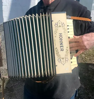 Vintage Hohner Piano Accordion With Buttons Works Great 1930's Made In Germany • $219.99